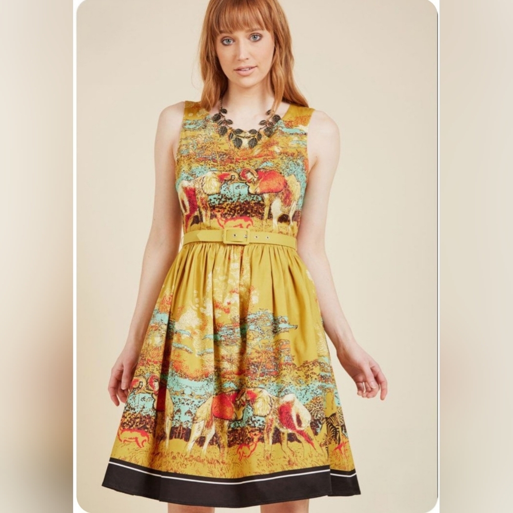 Modcloth Safari Fit And Flair Dress